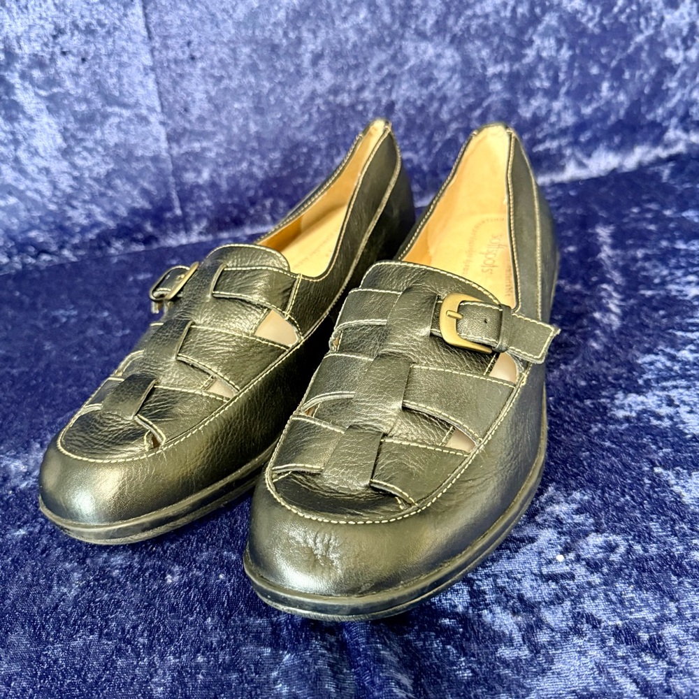 Softspots Aleah Woven Leather Slip On Loafers Black 10W‎ Buckle Shoe Comfort - Picture 8 of 14